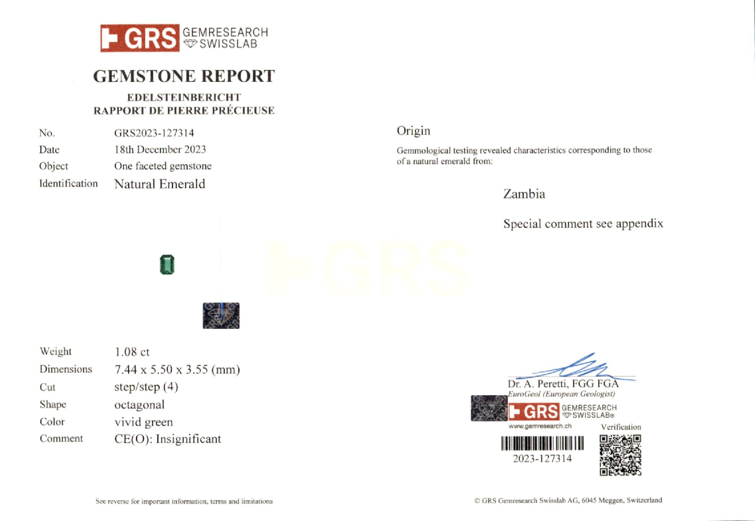 1.08 ct. Emerald GRS Insignificant