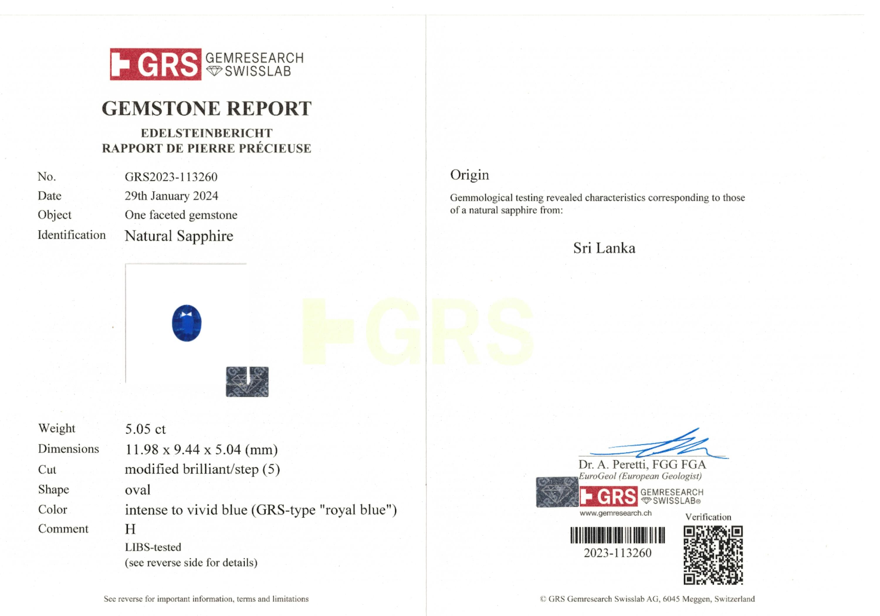 5.05 Sapphire Oval GRS